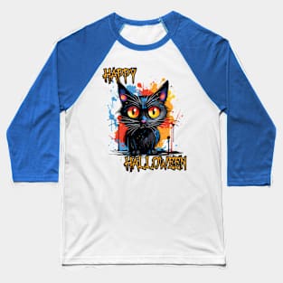 Spooky Cat Happy Halloween Baseball T-Shirt